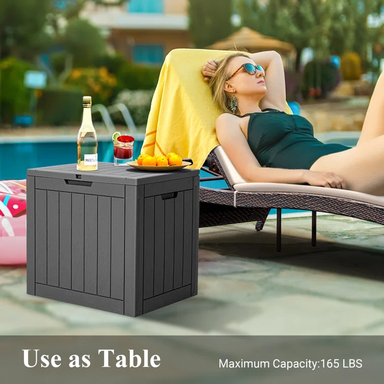 PAMAPIC 22.1'' W 31 Gallons Water Resistant Polypropylene Lockable Deck Box