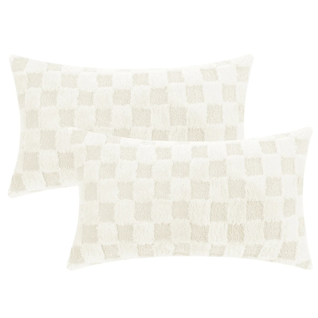 2 Pack Soft Plaid Decorative Throw Pillow Covers Cozy Plush Pillowcase