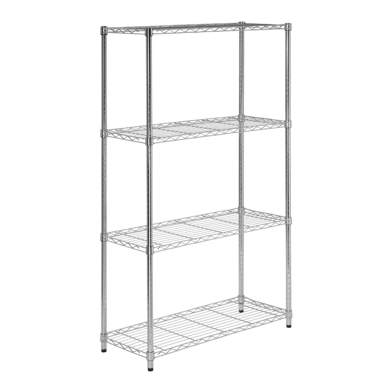 4-Tier Steel Height-Adjustable Shelving Unit (60" H x 36" W x 14" D)