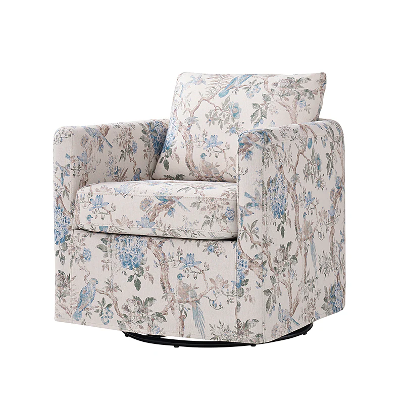 Claudius Upholstered Slipcovered Swivel Barrel Chair