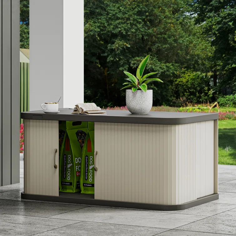 Balconera 35.4'' W 50 Gallons Water Resistant Resin Cabinet Deck Box in Beige