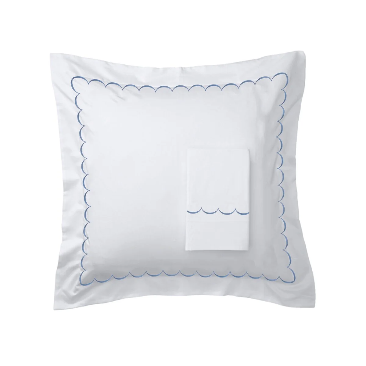 Home Sweet Home Collection 600TC Cotton Scallop Embroidery Pillowcase OR Euro Sham Set