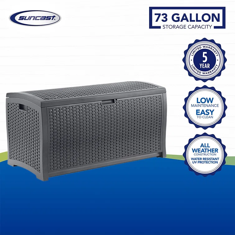 Suncast 21.5'' W 73 Gallons Water Resistant Plastic Lockable Deck Box in Black<!-- --> <!-- -->(Set of 2)