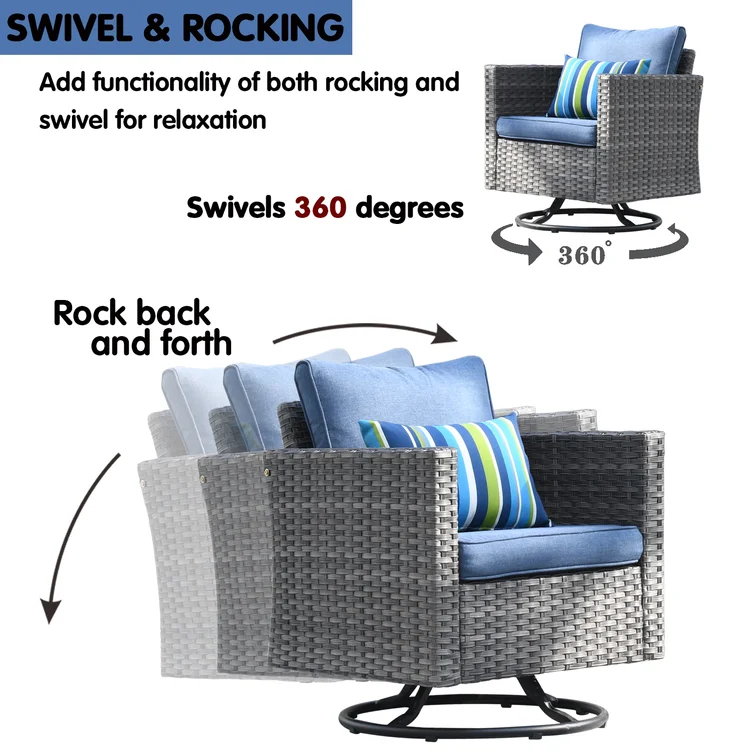 Harbin 7-piece Wicker/ Rattan Patio Conversation Set With Rocking Chairs