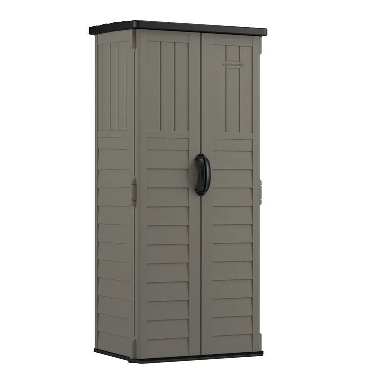 Suncast Outdoor Vanilla 32.25 in. W x 24.75 in. D x 72 in. H Resin Vertical Tool Shed