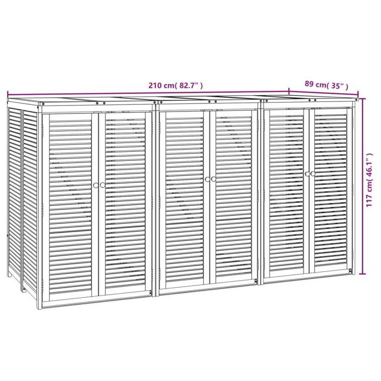 6 ft. 10 in. W x 2 ft. 11in. D Solid Wood Garbage Shed