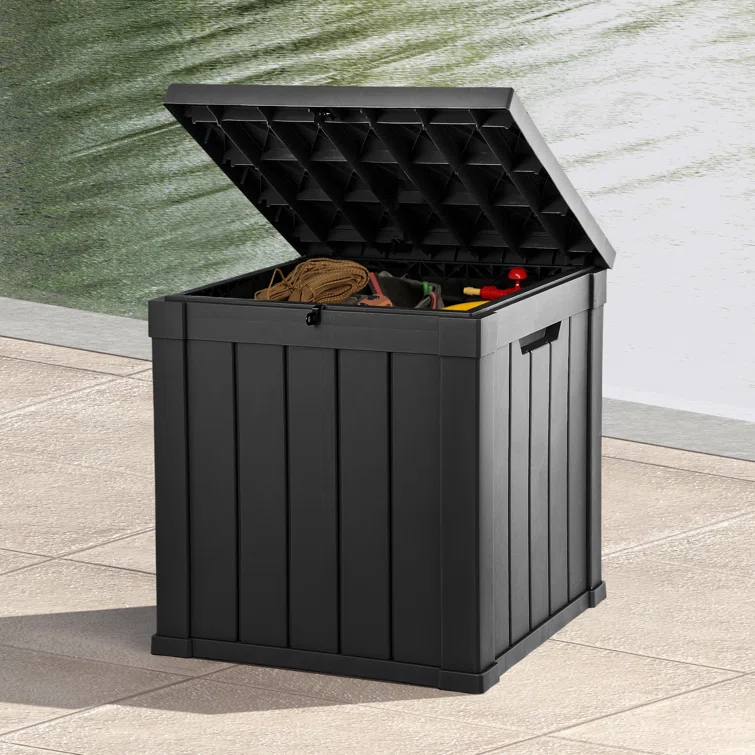 Edrosie Inc 22'' W 51 Gallons Water Resistant Resin Lockable Deck Box