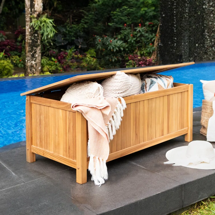 Birch Lane™ Summerton Solid Wood Teak Deck Box in Natural Teak