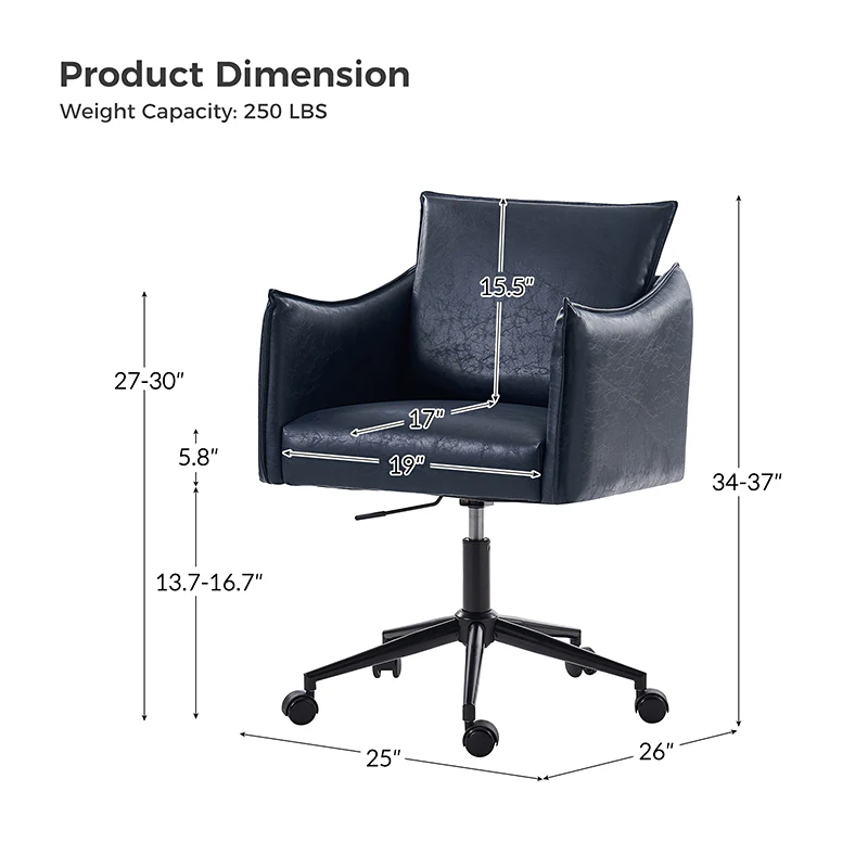 Fabius Mid-Century Modern Height-Adjustable Swivel Office Chair