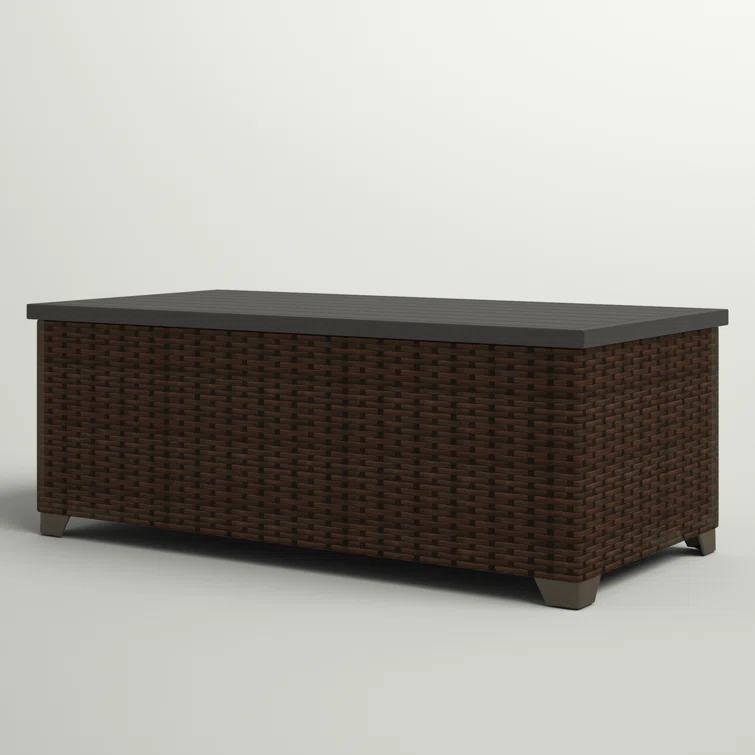 Latitude Run® Larrissa 48'' W 25 Gallons Water Resistant Wicker Deck Box in Espresso