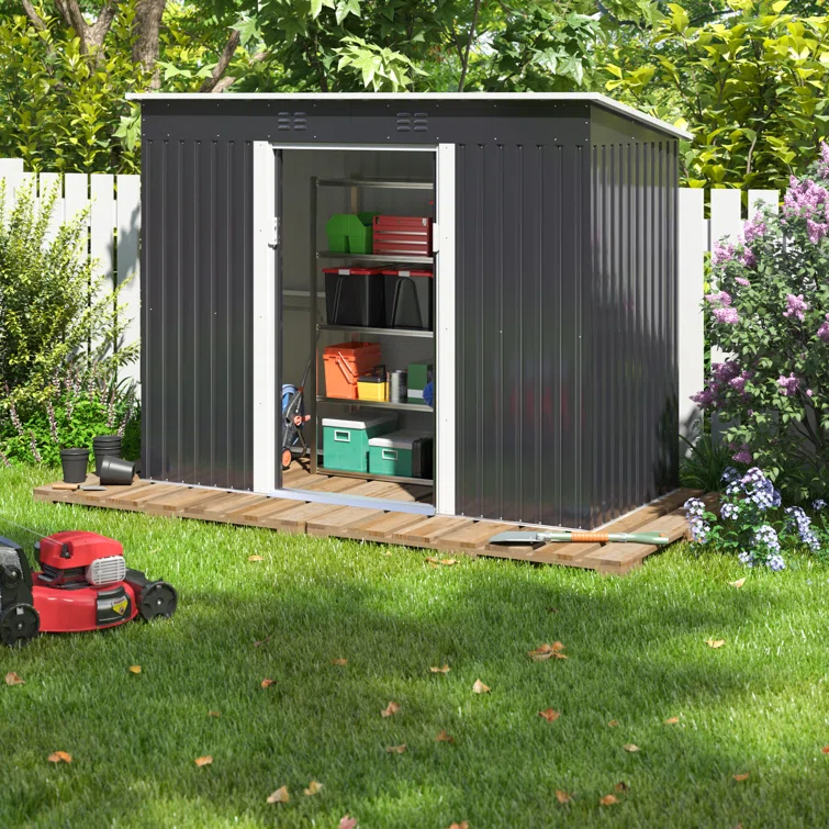 9 ft. W x 4 ft. D Metal Lean-To Storage Shed