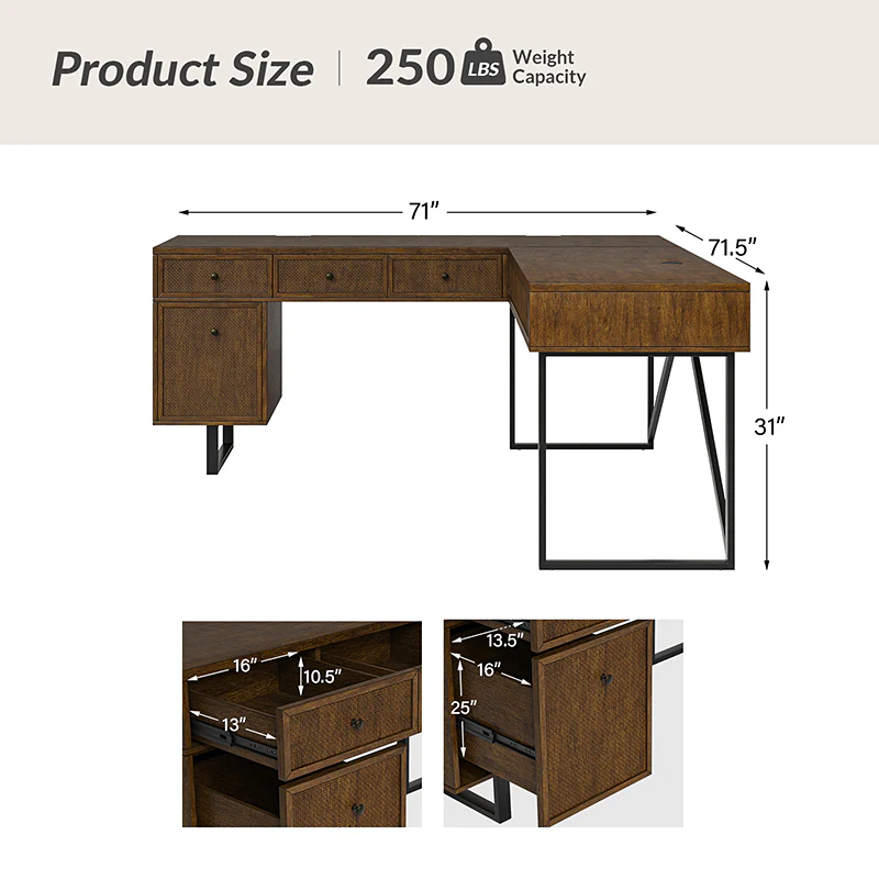 Bertrame L Shape Lift Top Office Desk