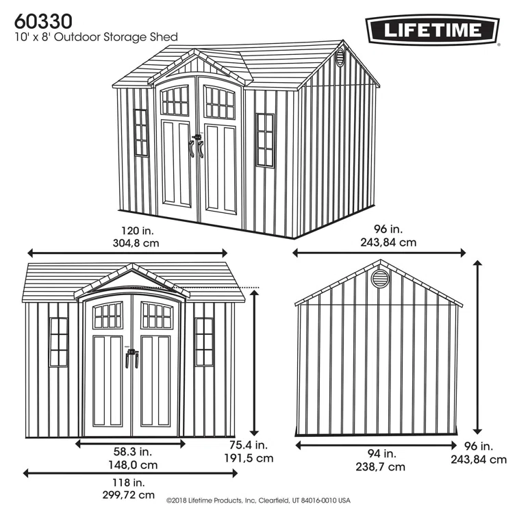 10 Ft. x 8 Ft. High-Density Polyethylene (Plastic) Steel Reinforced Outdoor Storage Shed