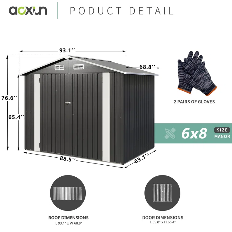 8 ft. W x 6 ft. D Metal Storage Shed
