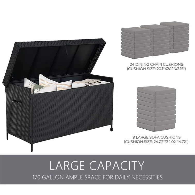 Ebern Designs Maritssa 60.5'' W 170 Gallons Water Resistant Deck Box