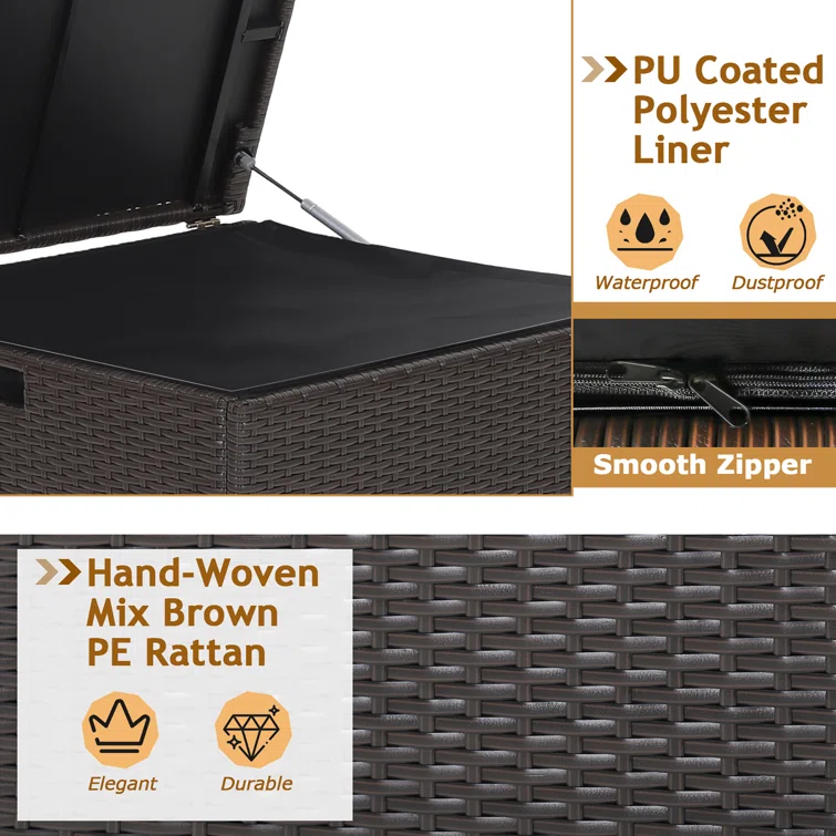 Costway 27.5'' W 72 Gallons Deck Box in Brown