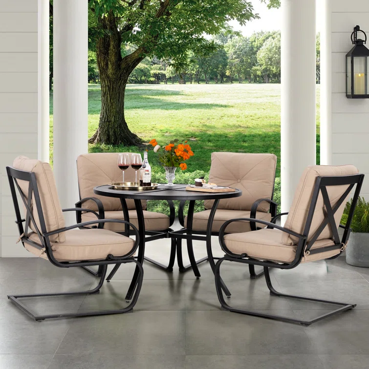 Argyri 4 - Person Round Outdoor Dining Set with Cushions