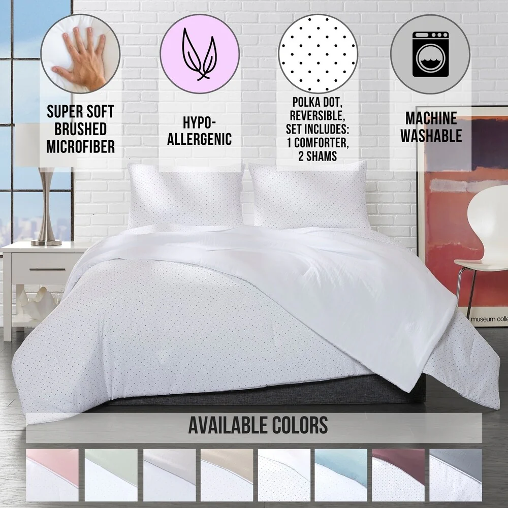 Ella Jayne Reversible Microfiber Polka Dot Comforter 3 Piece Set