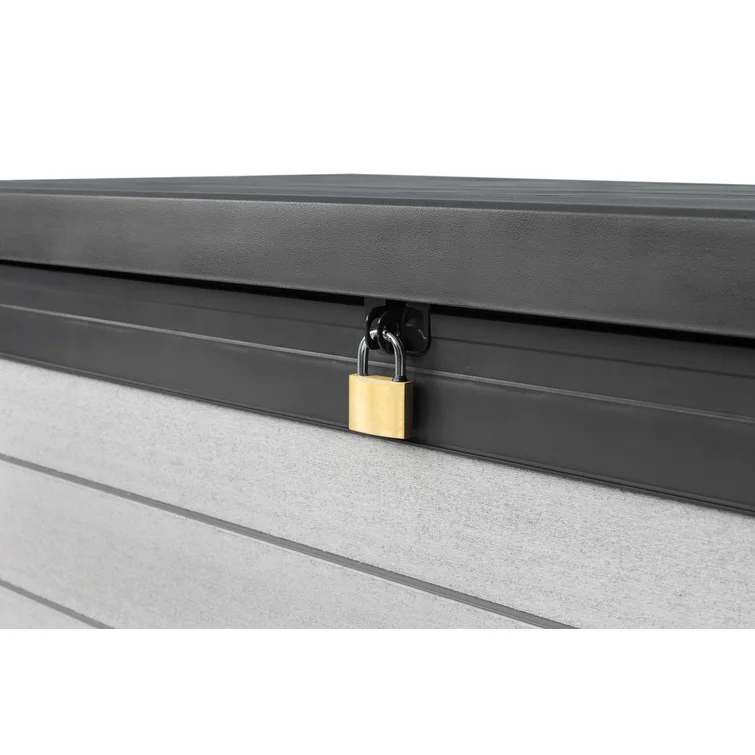 Keter Denali 200 Gallon Durable Resin Outdoor Storage and Organization Deck Box Ideal For Garden Patio Furniture and Supplies, Grey