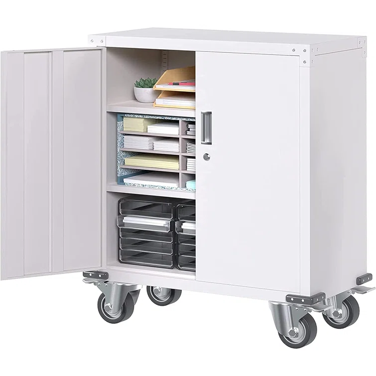 Montalto 35.4" H x 32.3" W x 16" D Metal Mobile Garage Storage Cabinet with Adjustable Shelf