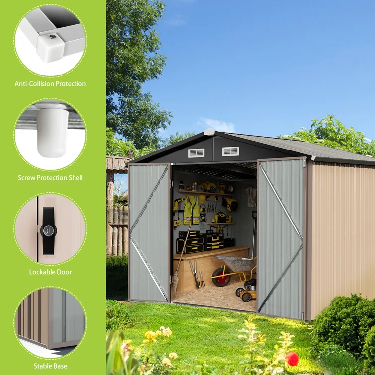 8 ft. W x 6 ft. D Galvanized Steel Lean-To Storage Shed