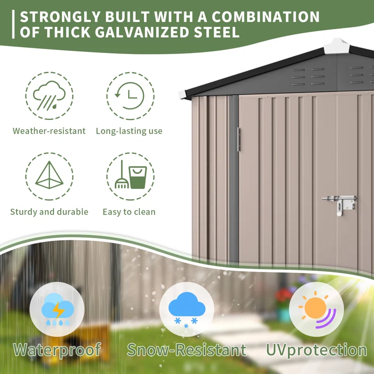7.8 ft. W x 6 ft. DMetal Storage Shed