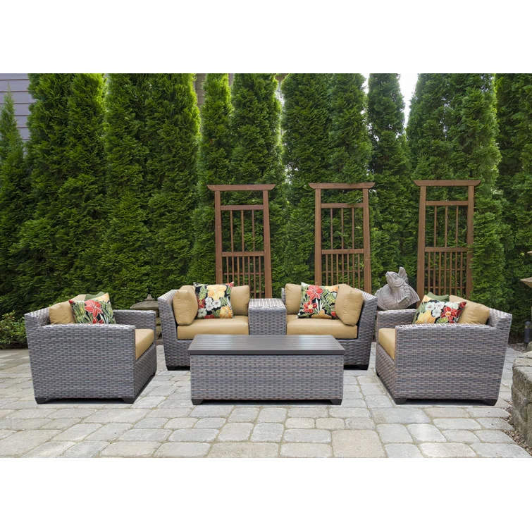 Florence 6 Piece Lounge Seating Group Set with Cushion