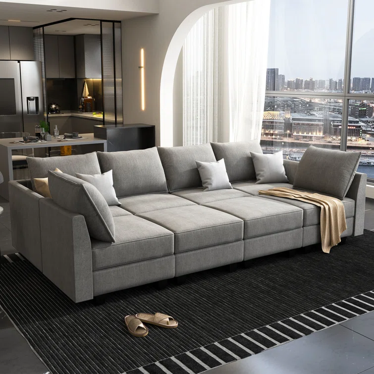 U shaped Sectional Sofa Modular Sectional Couch with Storage Ottoman