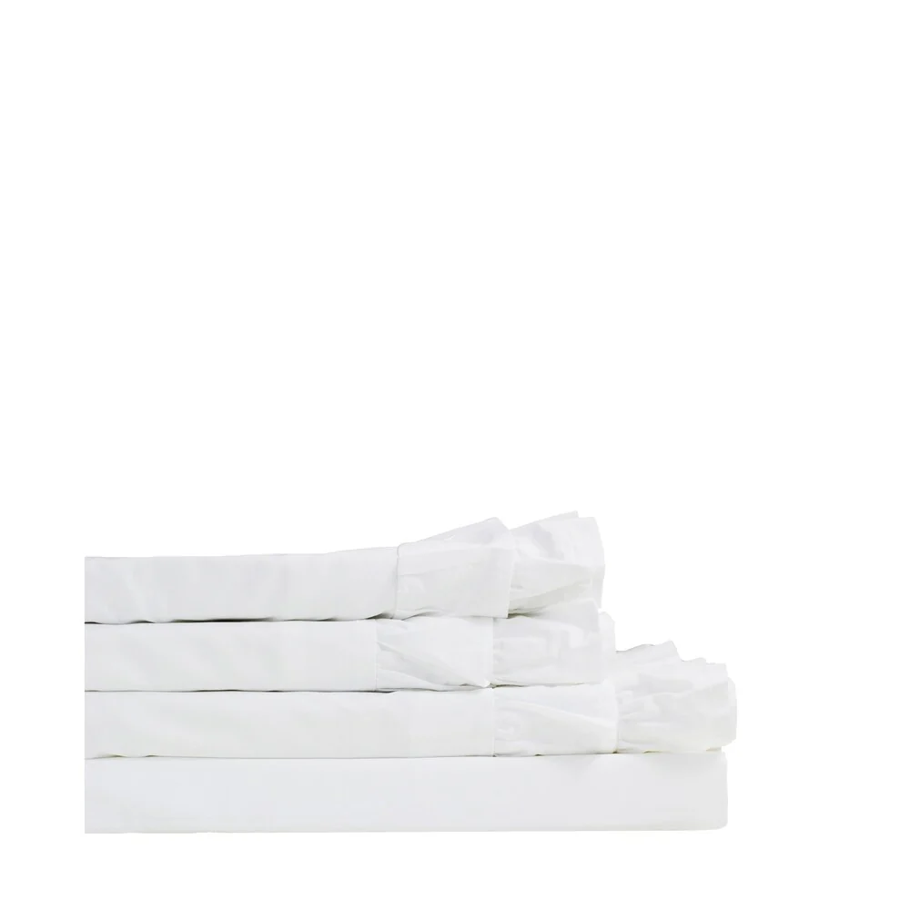 Ruffle Crisp Percale Cotton Twice Sheet Set