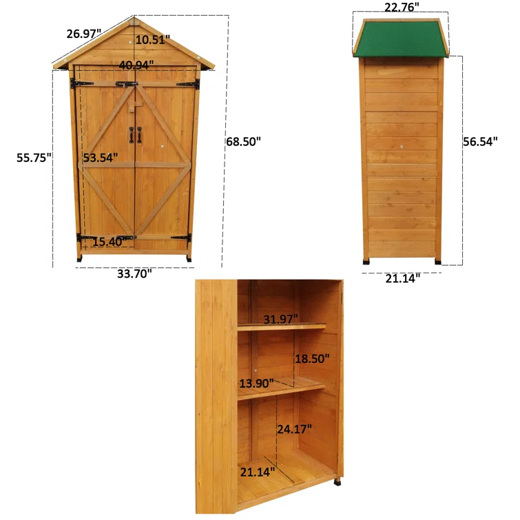 3 ft. W x 2 ft. D Wood Tool Shed