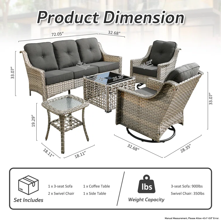 Daliya 5 - Person Outdoor Seating Group with Cushions