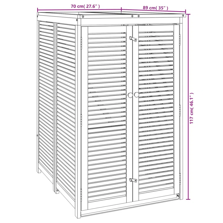 2 ft. W x 3 ft. D Solid Wood Garbage Shed
