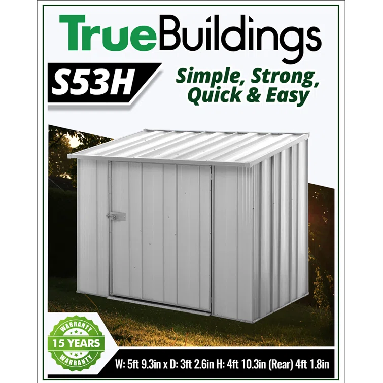 True Buildings 6 ft. W x 4 ft. D Outdoor Metal Garden/Backyard Storage Shed