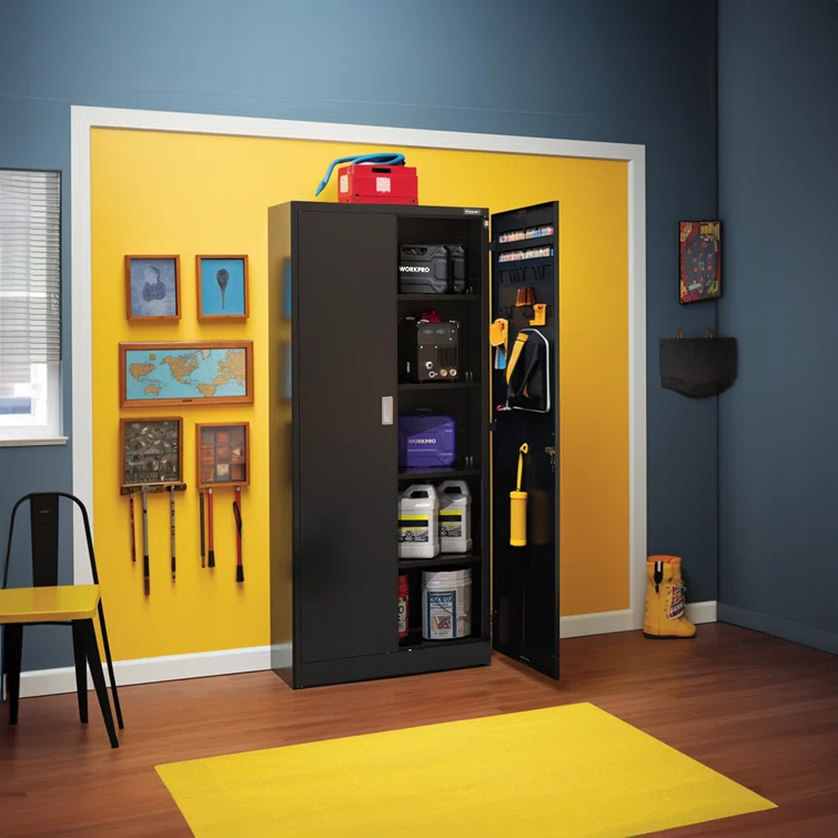Storage Cabinet, Metal Garage Cabinets with Doors and Shelves, 71"x 31-1/2"x 15-3/4"