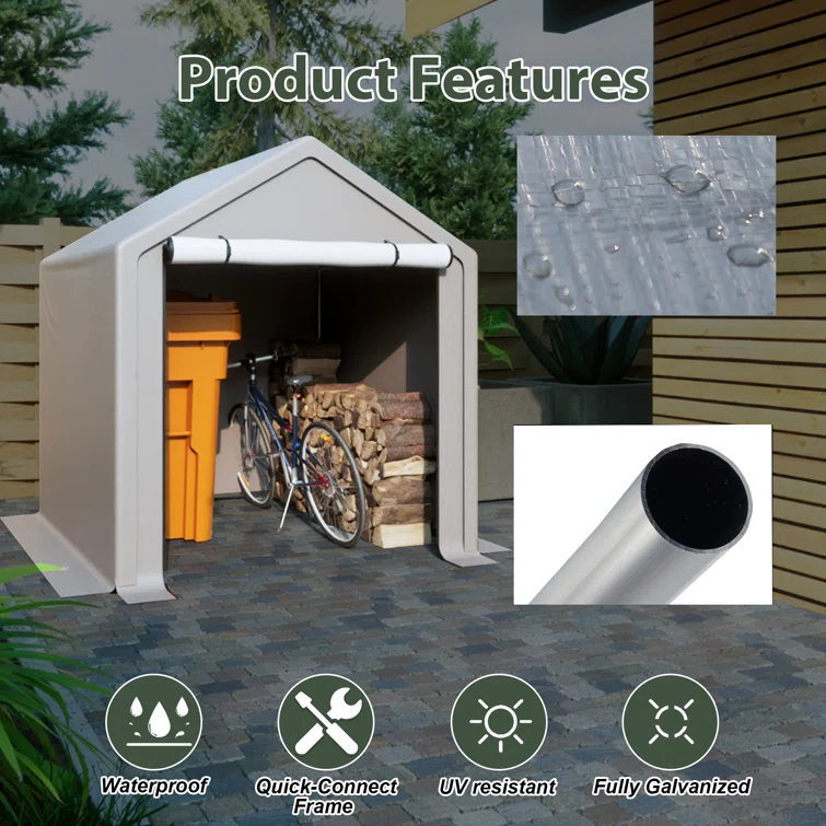 6 Ft. W x 6 Ft. D Portable Storage Shed Garbage Shed