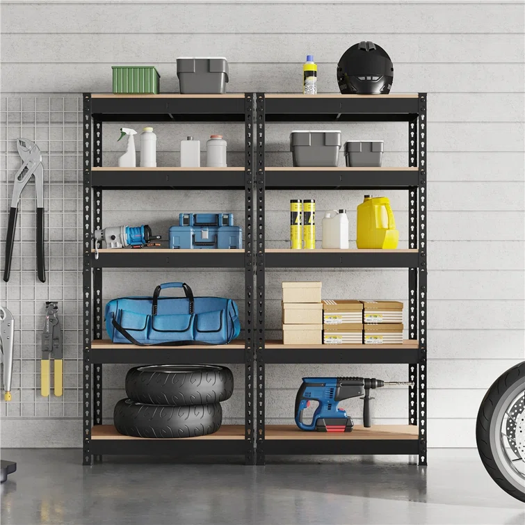 Tevis 60" H x 27.5" W x 12" D 5 Tiers Boltless Adjustable Storage Shelf Goods Rack