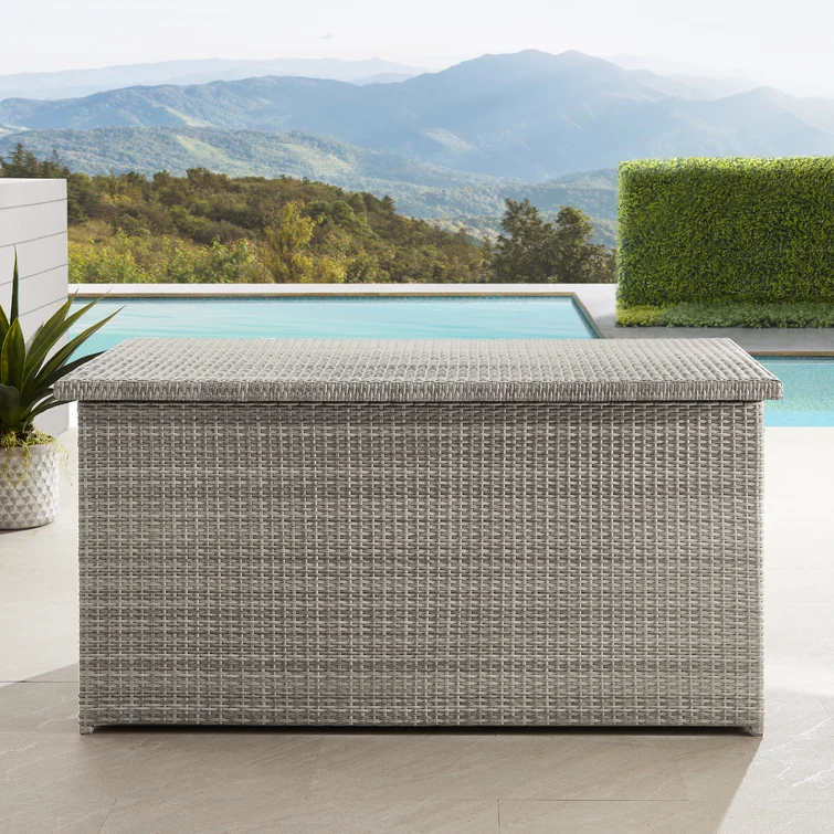 Azie Ladbrooke 196 Gallon Water Resistant Wicker / Rattan Outdoor Deck Box with Inner Aluminum Frame