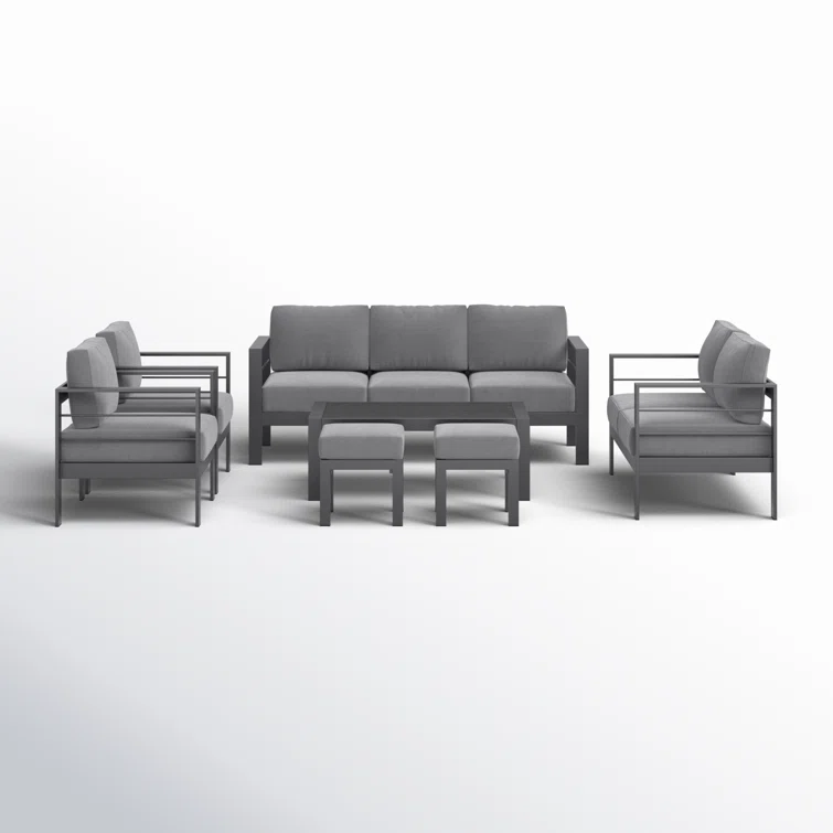 Stumbaugh 9 - Person Aluminum Sofa Seating Group with Cushions