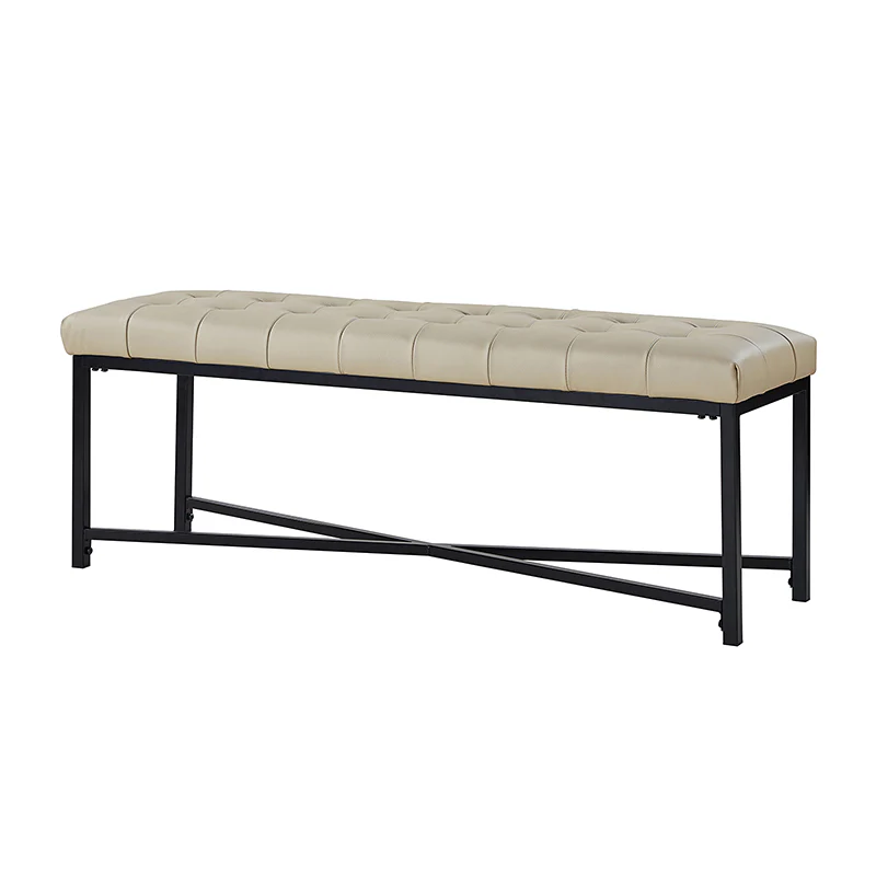 Arnold Versatile Elegance: Genuine Leather Bench with Button-Tufted Design