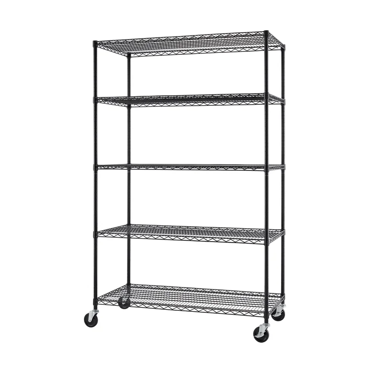 48" W x 24" D x 72" H 5 Tier Wire Shelving with Wheels