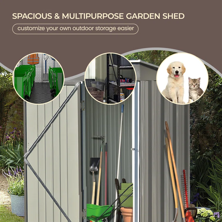 5 ft. W x 3 ft. D Aluminum Lean-to Storage Shed