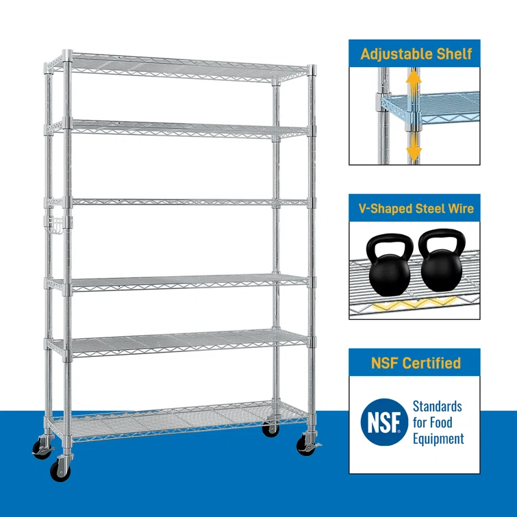 Maxden 46'' W Height Adjustable Shelving Unit with Wheels
