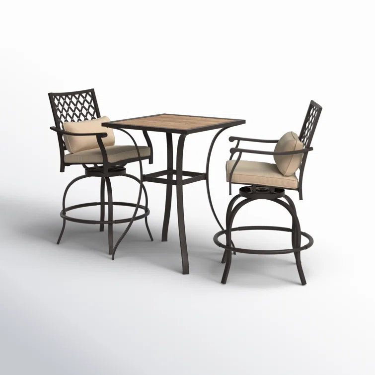 Jilyn 2 - Person Square Outdoor Dining Set with Cushions