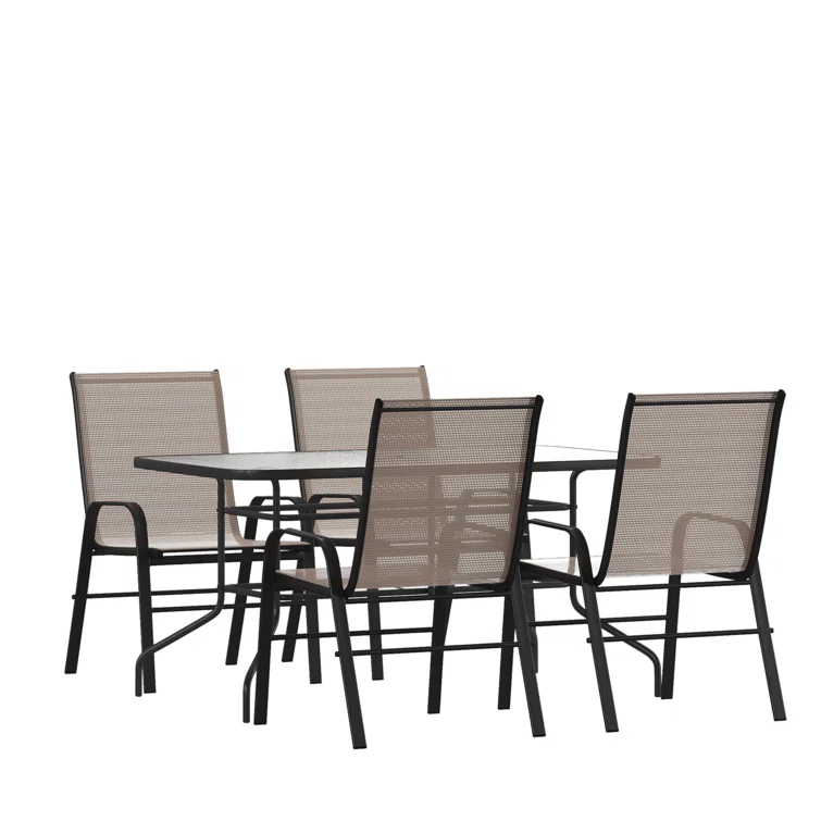 Elgin Rippled Glass Patio Table Set