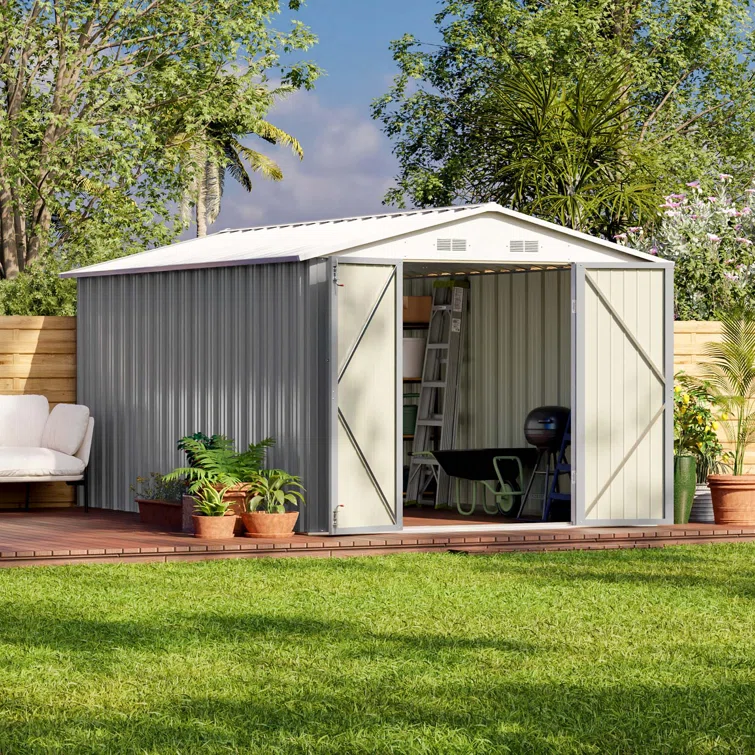 8 ft. x 12 ft. Metal Storage Shed for Outdoor, Steel Yard Shed with Design of Lockable Doors