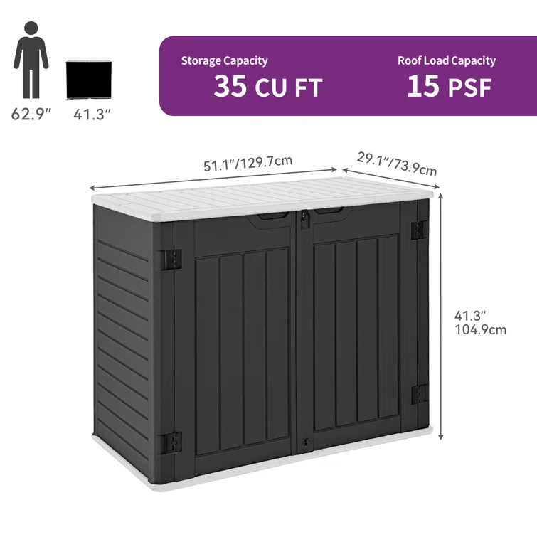 4.25 ft. W x 2.4 ft. D Resin Horizontal Storage Shed