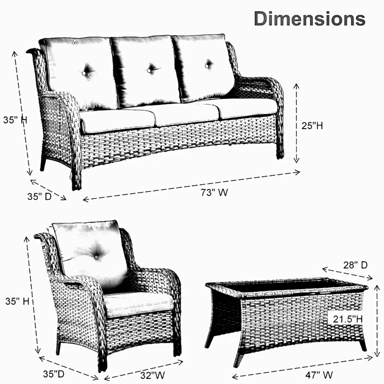 Carolina 5 - Person Outdoor Seating Group with Cushions
