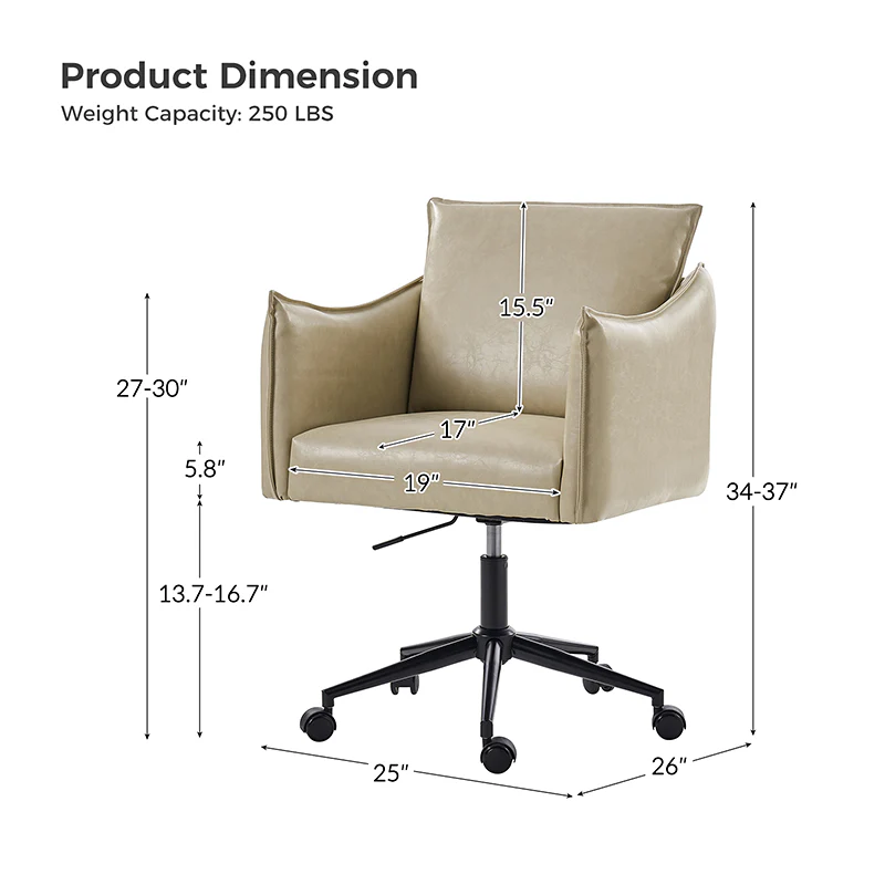 Fabius Mid-Century Modern Height-Adjustable Swivel Office Chair