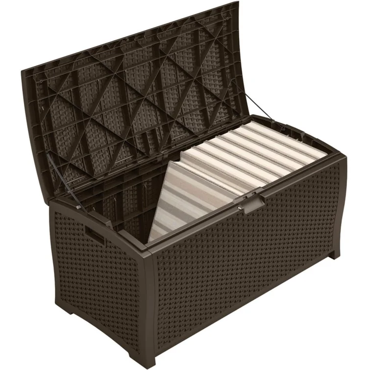 Suncast 99 Gallons Water Resistant Resin Lockable Deck Box in Brown