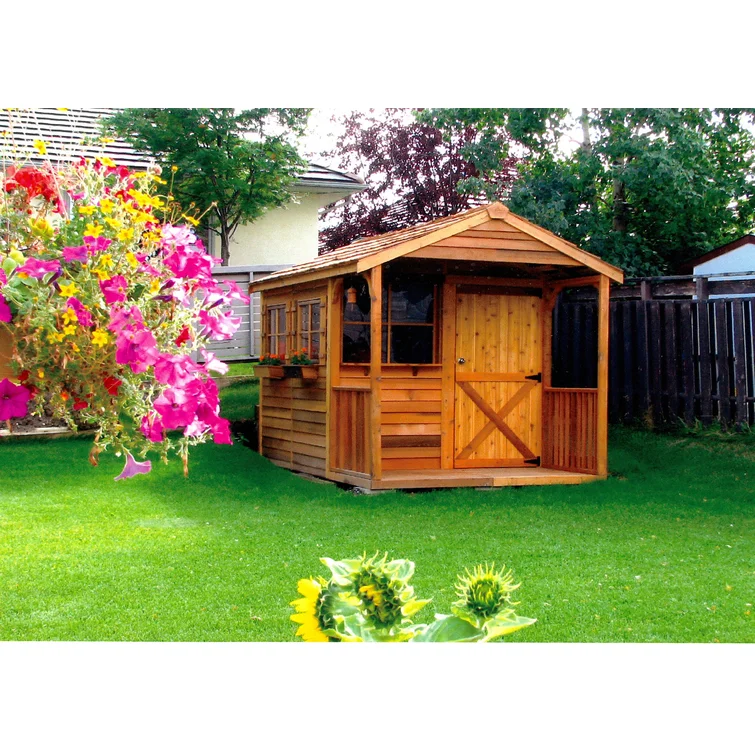 Clubhouse 10 ft. W x 14 ft. D Western Red Cedar Wood Storage Shed